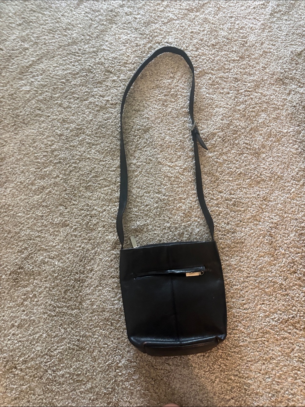 HOBO Black Leather Crossbody Bag with Front Zip Pocket